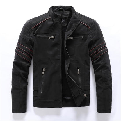 Petter | Motorjack voor heren, PU-leren motorjack met ritszakken, casual bovenkleding