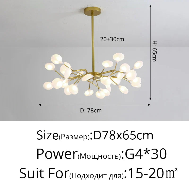 Modern Nordic gorgeous LED chandelier ceiling lamp for living room bedroom golden 54-head G9 bulb indoor luxury home decoration