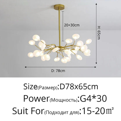Modern Nordic gorgeous LED chandelier ceiling lamp for living room bedroom golden 54-head G9 bulb indoor luxury home decoration