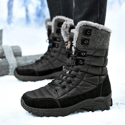 Hexton Men's Winter Boots by JesseVance  Co. NYC: Waterproof High-Top Plush Lined Snow Boots with Superior Grip for Winter Hikes  Slippery Black Ice