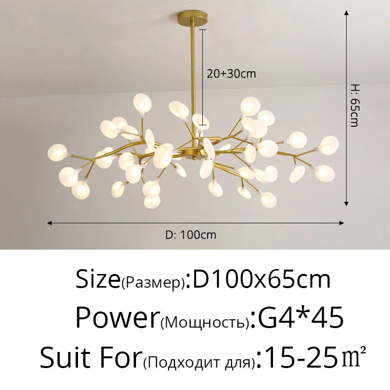 Modern Nordic gorgeous LED chandelier ceiling lamp for living room bedroom golden 54-head G9 bulb indoor luxury home decoration