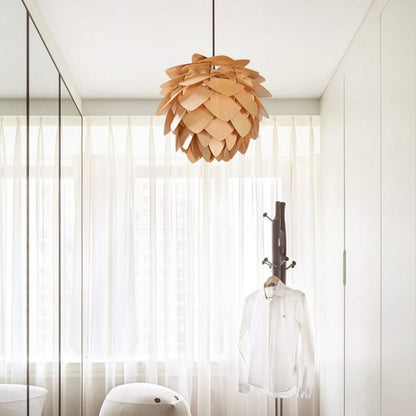 Handmade Wooden Pinecone Pendant Light – Dimmable LED