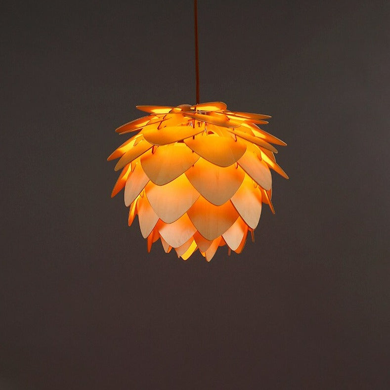 Handmade Wooden Pinecone Pendant Light – Dimmable LED