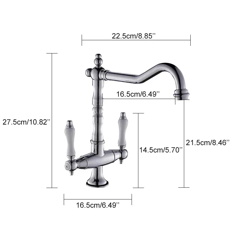 Elkstone Bronze Kitchen Faucet – Dual Handle Mixer with Hot & Cold Water Control