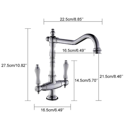 Elkstone Bronze Kitchen Faucet – Dual Handle Mixer with Hot & Cold Water Control