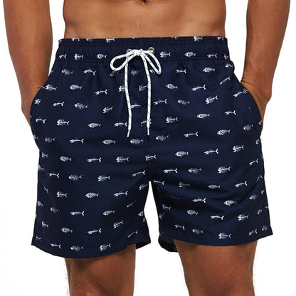 Short de bain homme imprimé avec ceinture à nouer