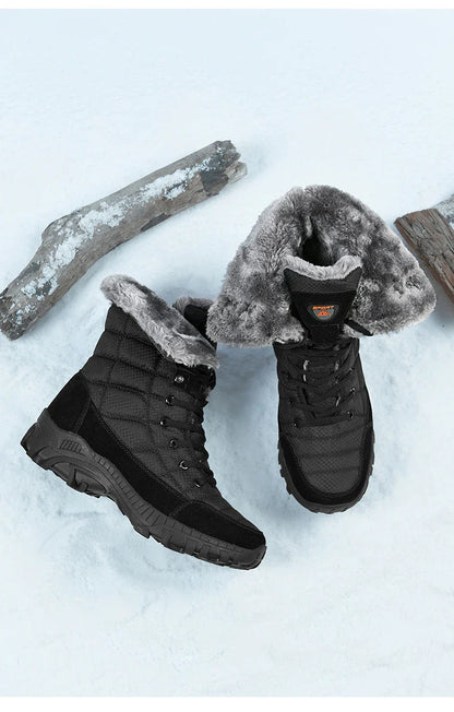 Hexton Men's Winter Boots by JesseVance  Co. NYC: Waterproof High-Top Plush Lined Snow Boots with Superior Grip for Winter Hikes  Slippery Black Ice