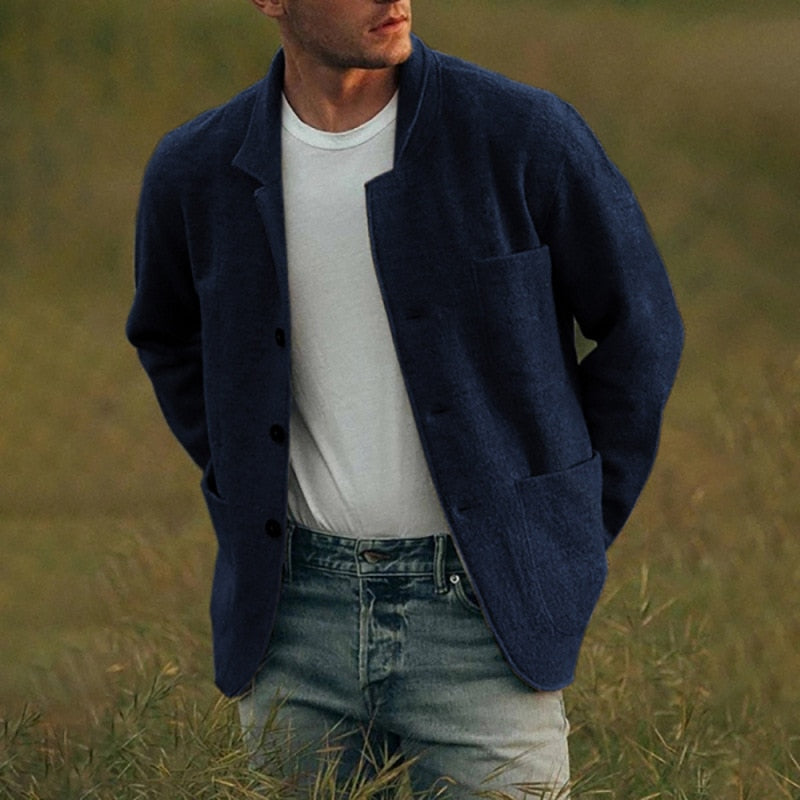 Men’s Wool Button Cardigan – Soft Tailored Knitwear for Smart Casual Layering
