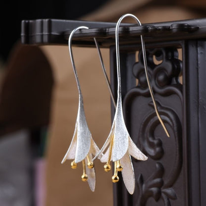 Boucles d'Oreilles en Argent Fleur