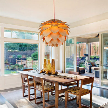 Handmade Wooden Pinecone Pendant Light – Dimmable LED