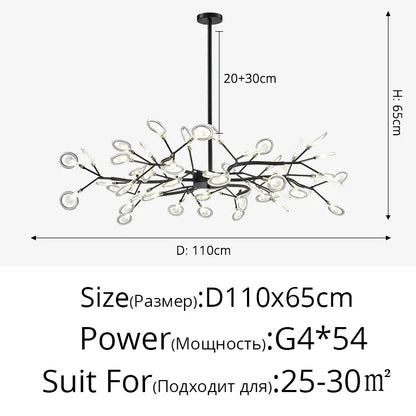 Modern Nordic gorgeous LED chandelier ceiling lamp for living room bedroom golden 54-head G9 bulb indoor luxury home decoration