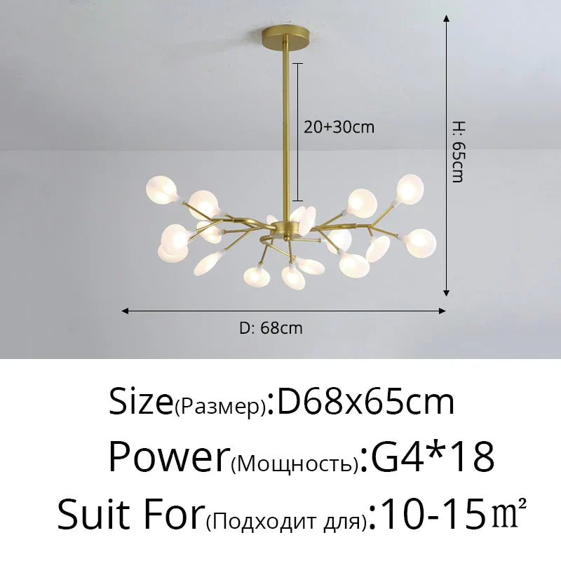 Modern Nordic gorgeous LED chandelier ceiling lamp for living room bedroom golden 54-head G9 bulb indoor luxury home decoration