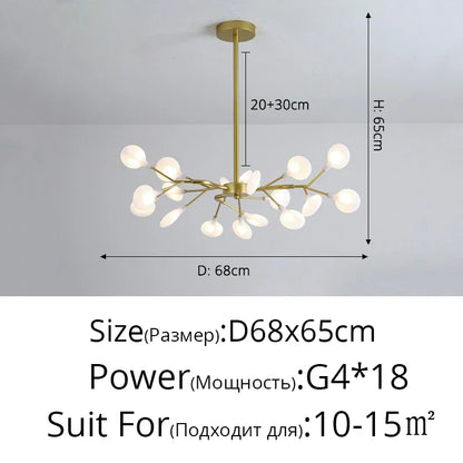 Modern Nordic gorgeous LED chandelier ceiling lamp for living room bedroom golden 54-head G9 bulb indoor luxury home decoration