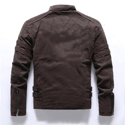 Petter | Motorjack voor heren, PU-leren motorjack met ritszakken, casual bovenkleding