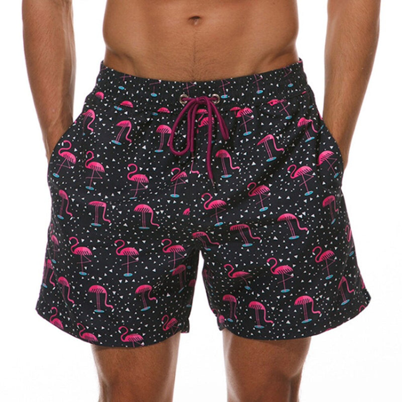 Short de bain homme imprimé avec ceinture à nouer