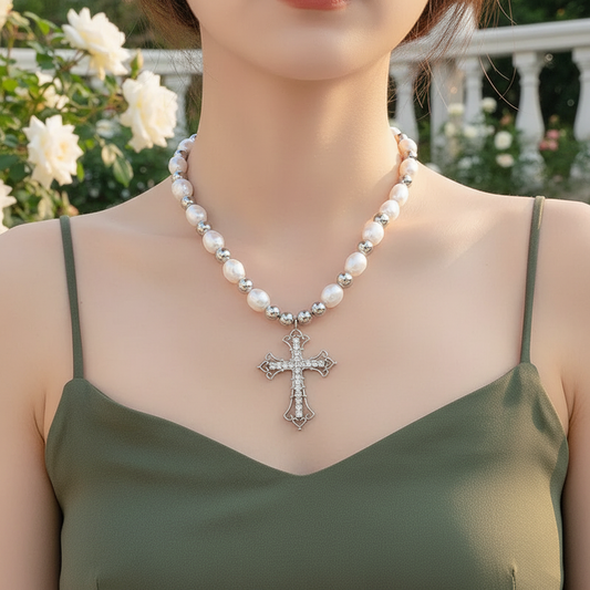 Halskette Mit Kreuzanhänger - PearlCross 