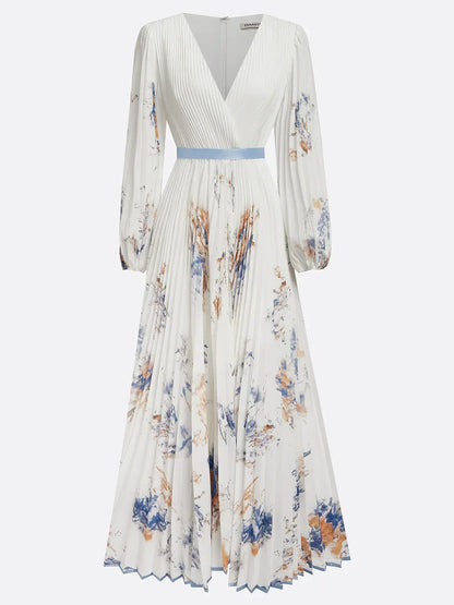 Halston | Women's Graduation Dress With Pleated Skirt And Long Sleeves | Elegant