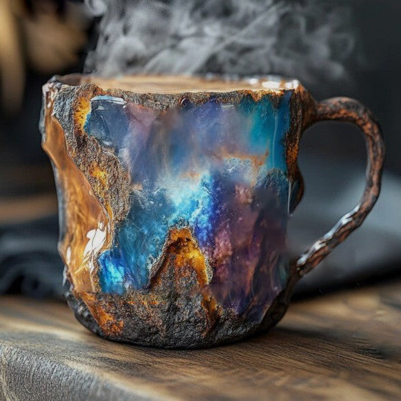 Handgemaakte Mineraal Kristallen Mok – Geïsoleerd, Magnetronbestendig, 350-450 ml, Uniek Ontwerp