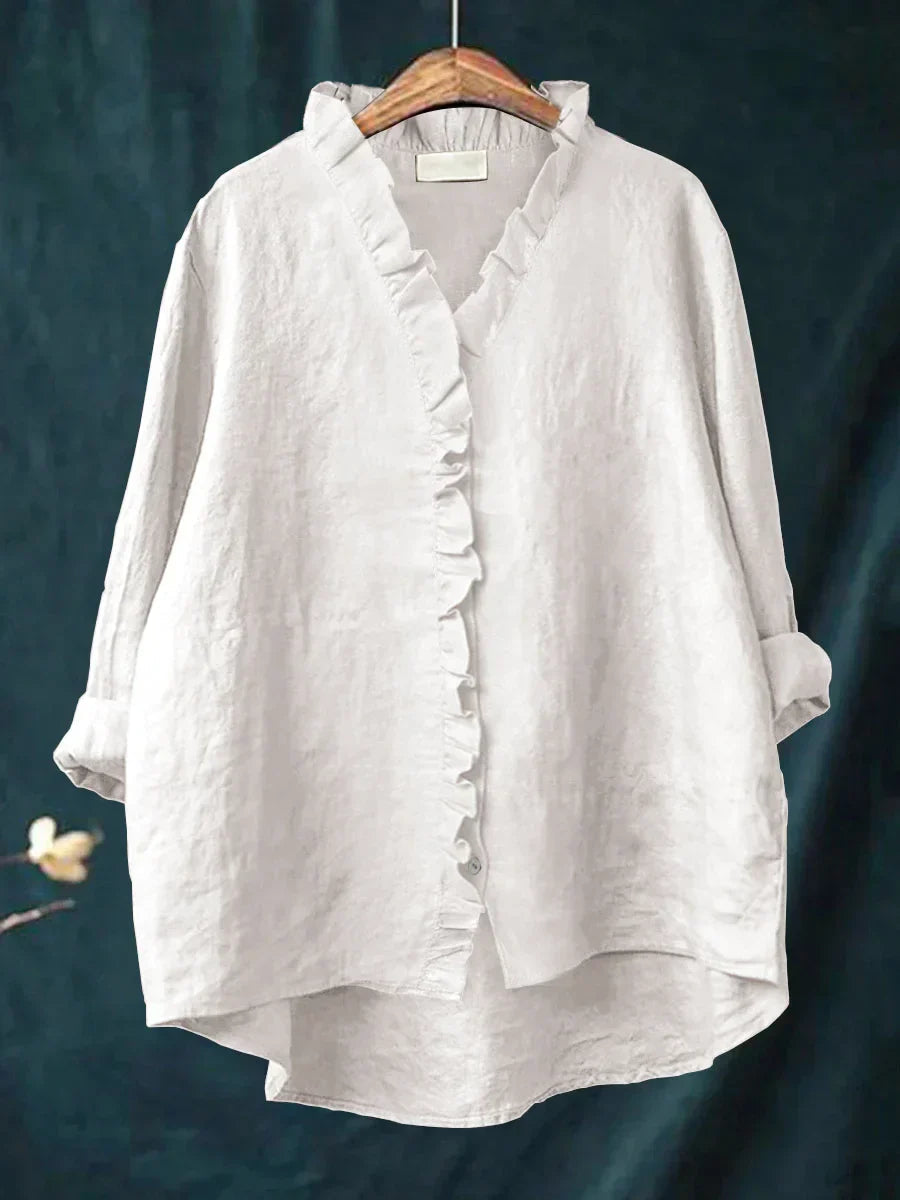Damen Rüschenshirt Relaxed Fit Freizeit Layering