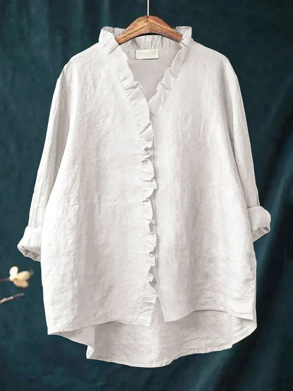 Damen Rüschenshirt Relaxed Fit Freizeit Layering