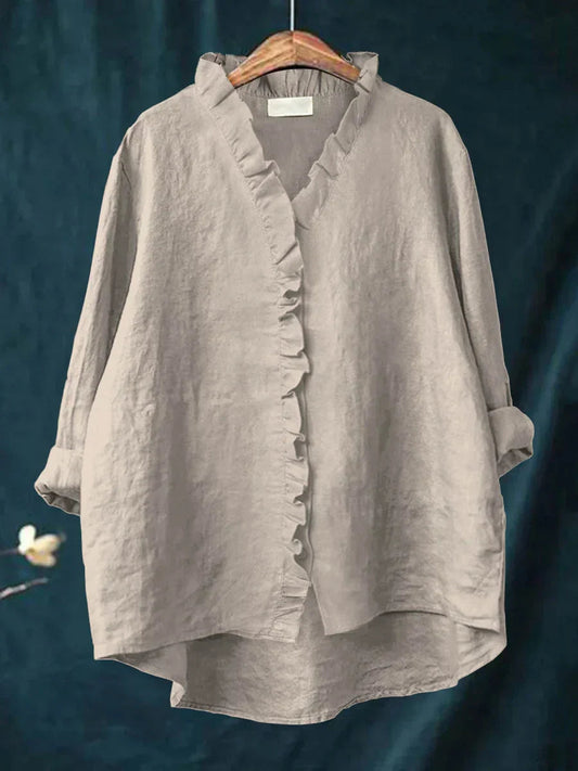 Damen Rüschenshirt Relaxed Fit Freizeit Layering