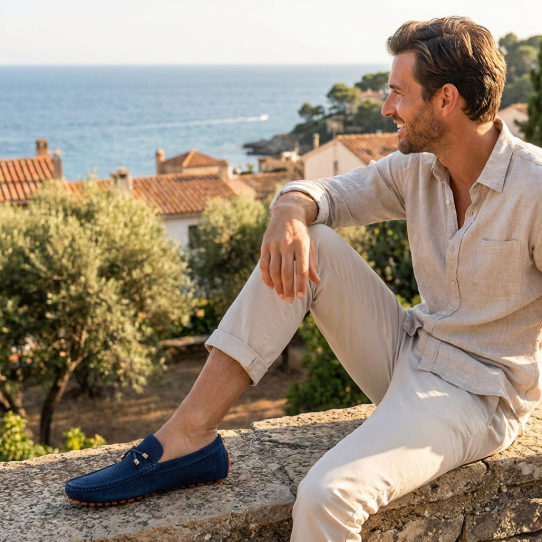 Harrison | Loafers Perforated Panels Lace Tie Moc Toe Driving Sole