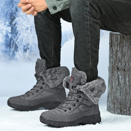 Hexton Men's Winter Boots by JesseVance  Co. NYC: Waterproof High-Top Plush Lined Snow Boots with Superior Grip for Winter Hikes  Slippery Black Ice