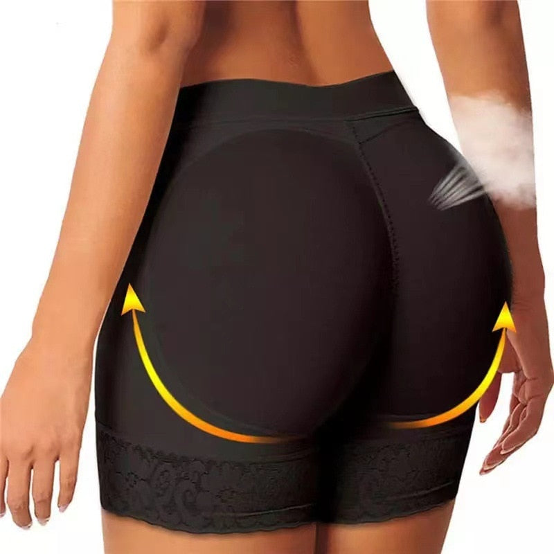 Women’s Padded Shaping Shorts Lace Trim Seamless Lift Underwear