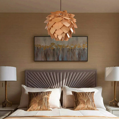 Handmade Wooden Pinecone Pendant Light – Dimmable LED