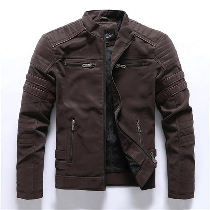 Petter | Motorjack voor heren, PU-leren motorjack met ritszakken, casual bovenkleding