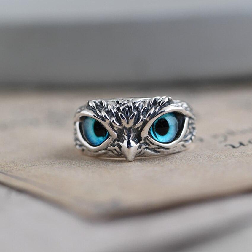 Happy Owl Adjustable Ring in Silver with Opal