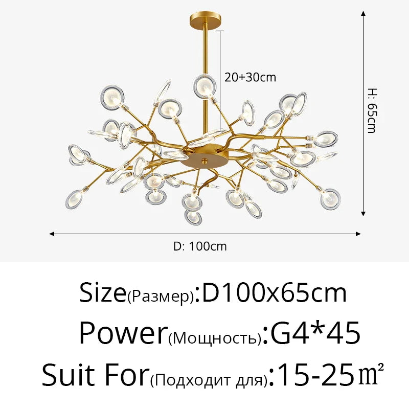 Modern Nordic gorgeous LED chandelier ceiling lamp for living room bedroom golden 54-head G9 bulb indoor luxury home decoration