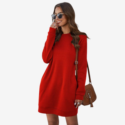 Elyndra - Long sleeve sweater dress with round neck