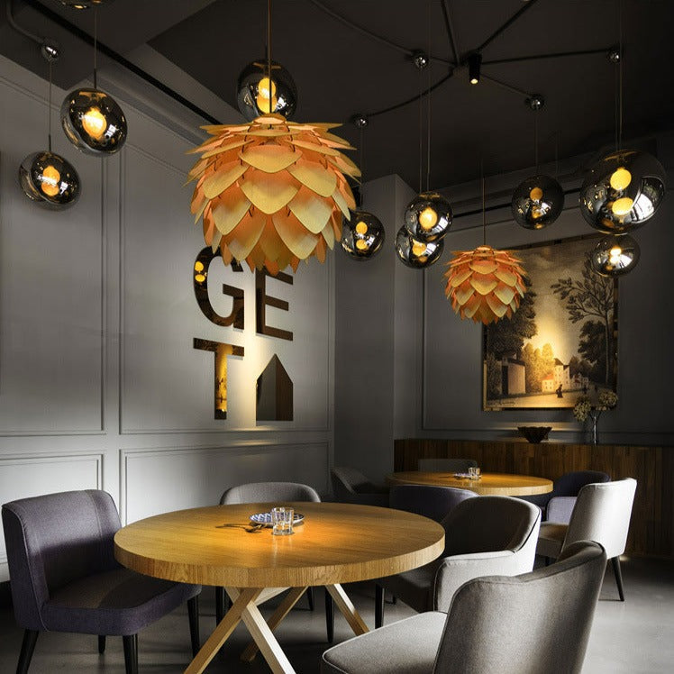 Handmade Wooden Pinecone Pendant Light – Dimmable LED