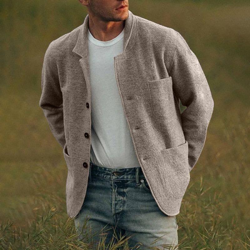 Men’s Wool Button Cardigan – Soft Tailored Knitwear for Smart Casual Layering