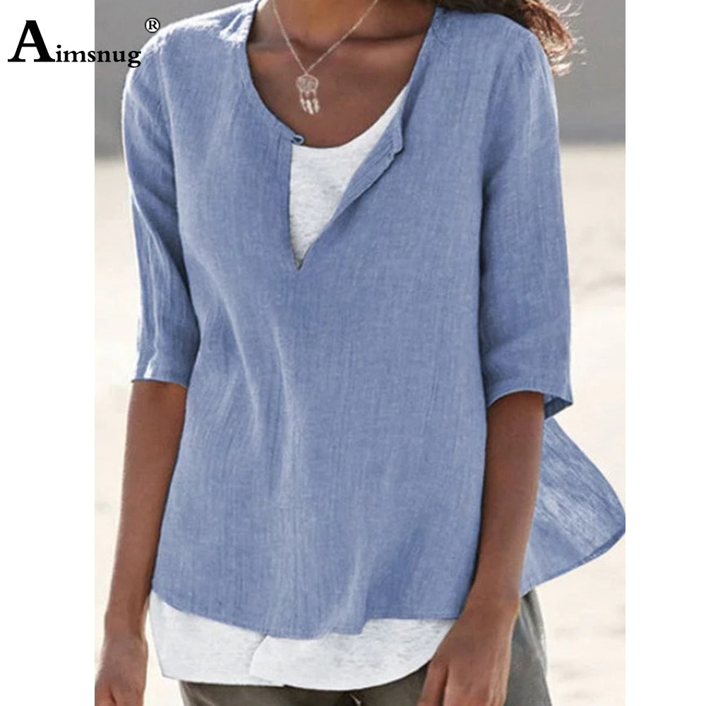 VeeTee™: V-hals Shirt Voor Dames
