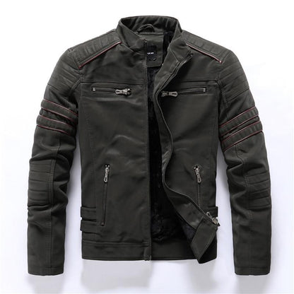 Petter | Motorjack voor heren, PU-leren motorjack met ritszakken, casual bovenkleding