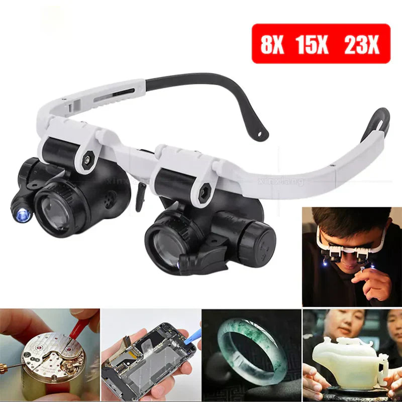 Magnifying Glasses with LED Light - 8x, 15x, 23x Options