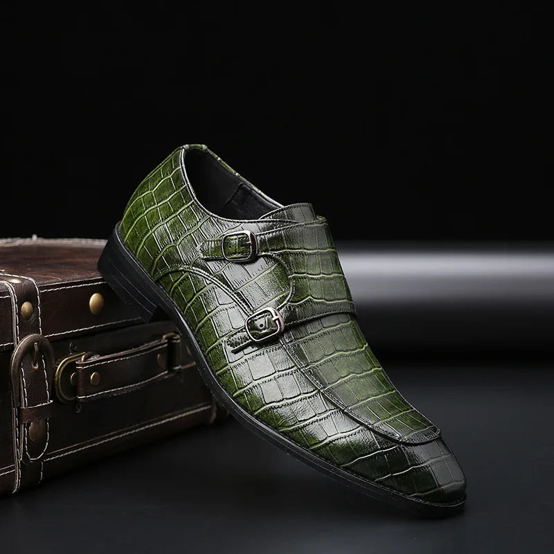 Kroksiluett® by Jesse Vance: Dress Shoes with Timeless Italian-Swedish Design with Faux Crocodile-Grain Leather Detailing