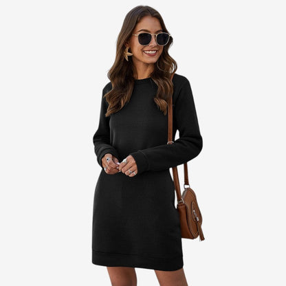 Elyndra - Long sleeve sweater dress with round neck