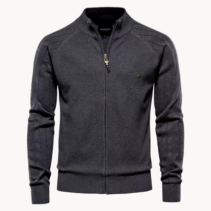 Ravello – Zip Knit Cardigan With Stand Collar