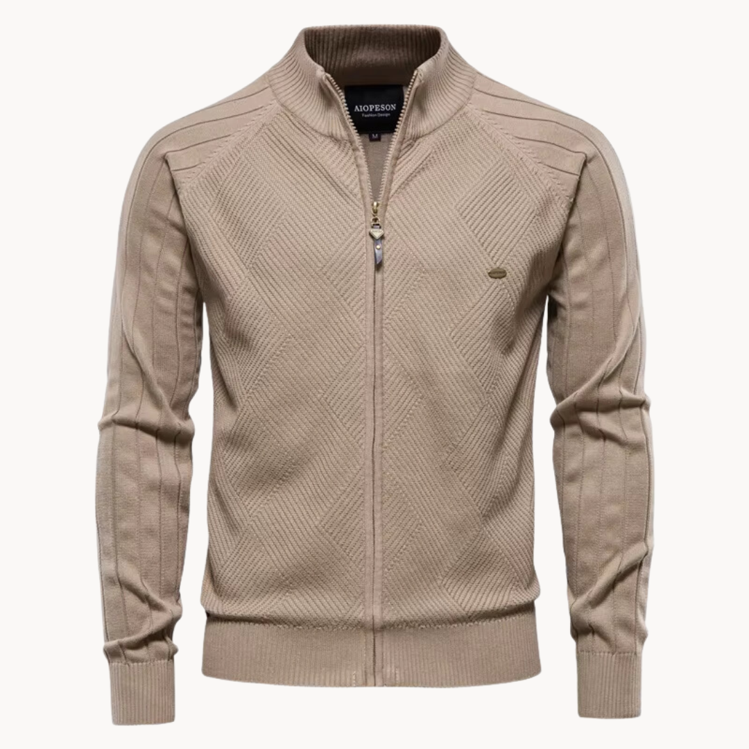 Ravello – Zip Knit Cardigan With Stand Collar