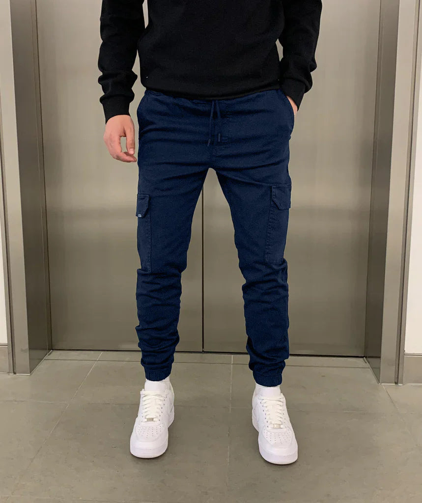 RENALDO / HERREN LANGE CARGOHOSEN MIT KNOTEN UND ENGEM DESIGN
