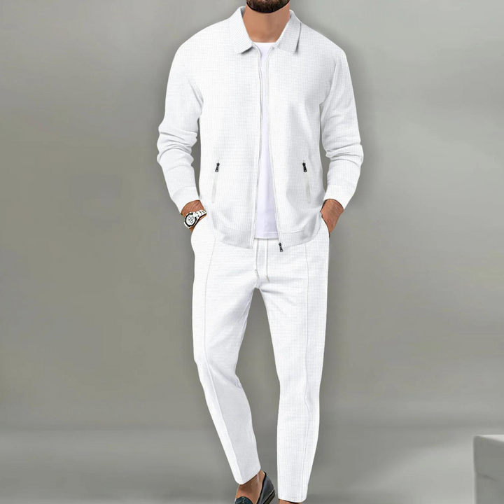 Heren tweedelig pak met opstaande kraag, colbert en slim fit pantalon 3