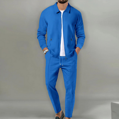 Heren tweedelig pak met opstaande kraag, colbert en slim fit pantalon 4