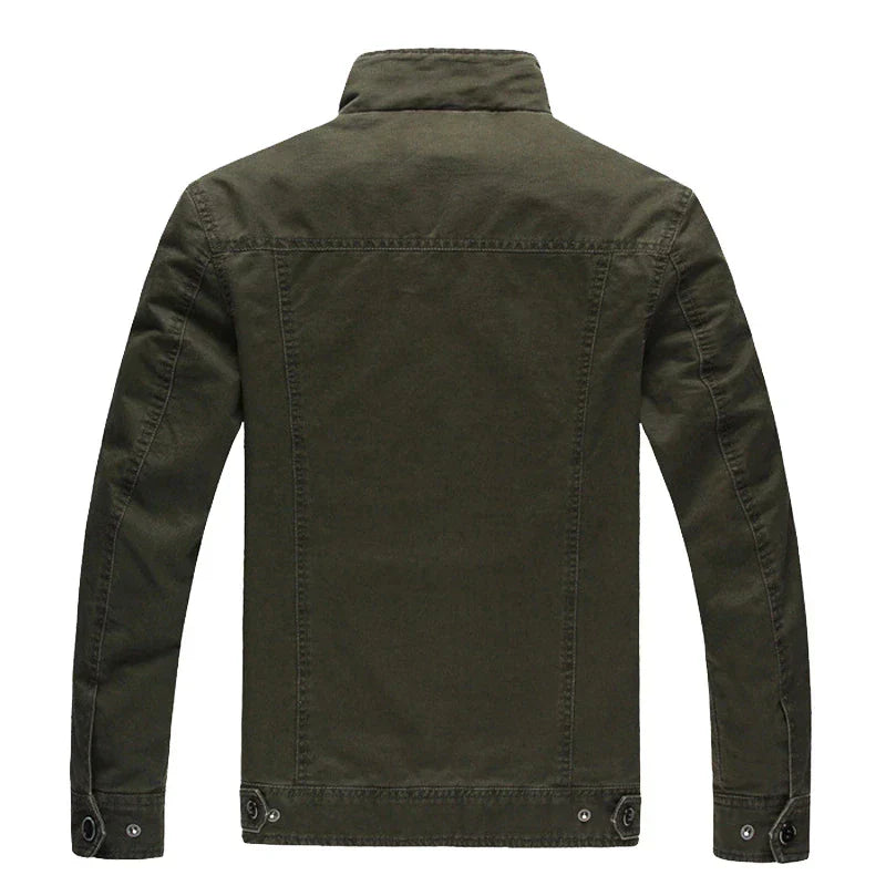 Veste Cargo Homme Stylée – Col Montant et Poches Style Militaire