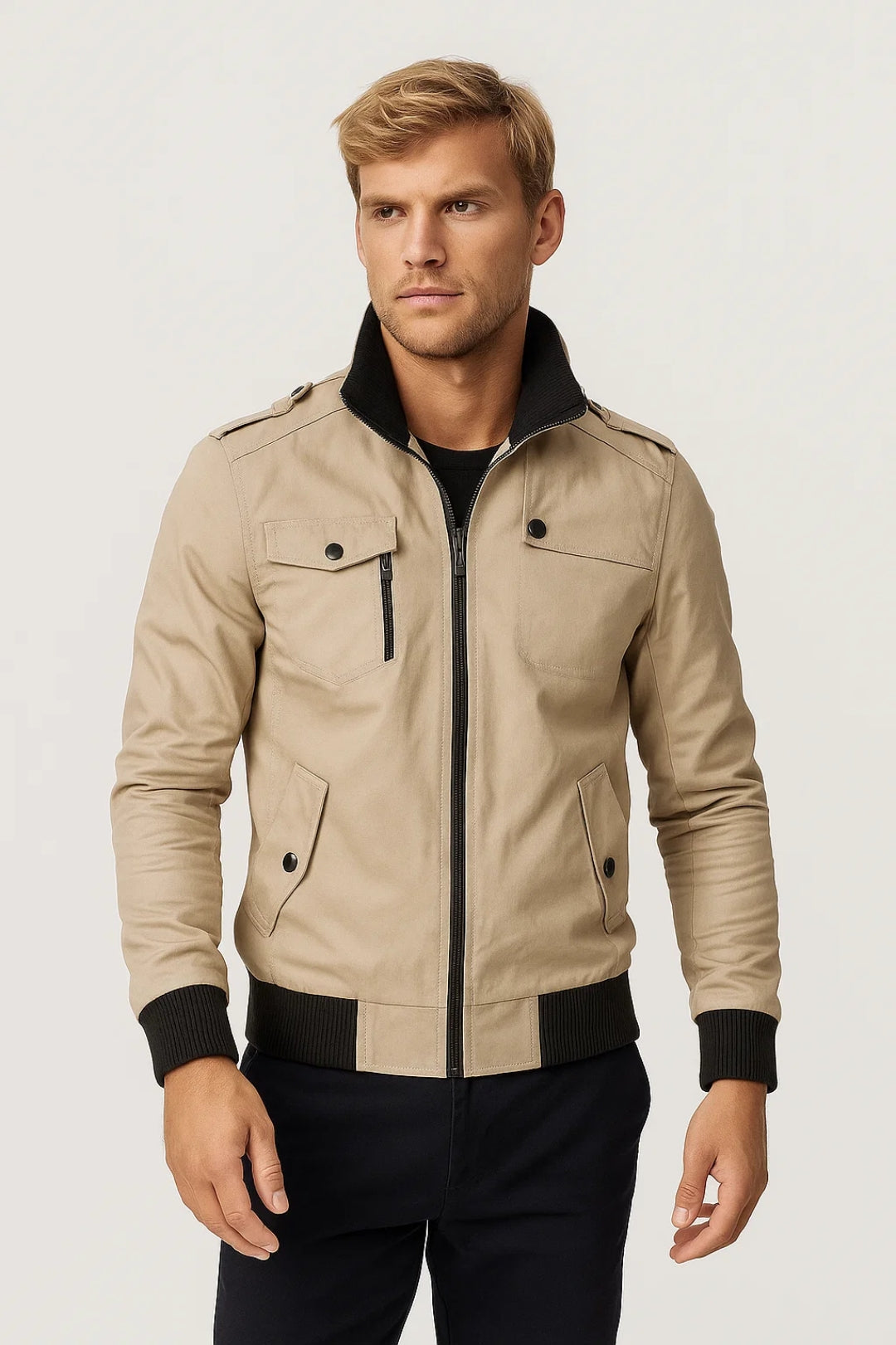 Men’s Casual Jacket with Chest Pockets and Zip – Relaxed Fit Lightweight Outerwear for Everyday Wear