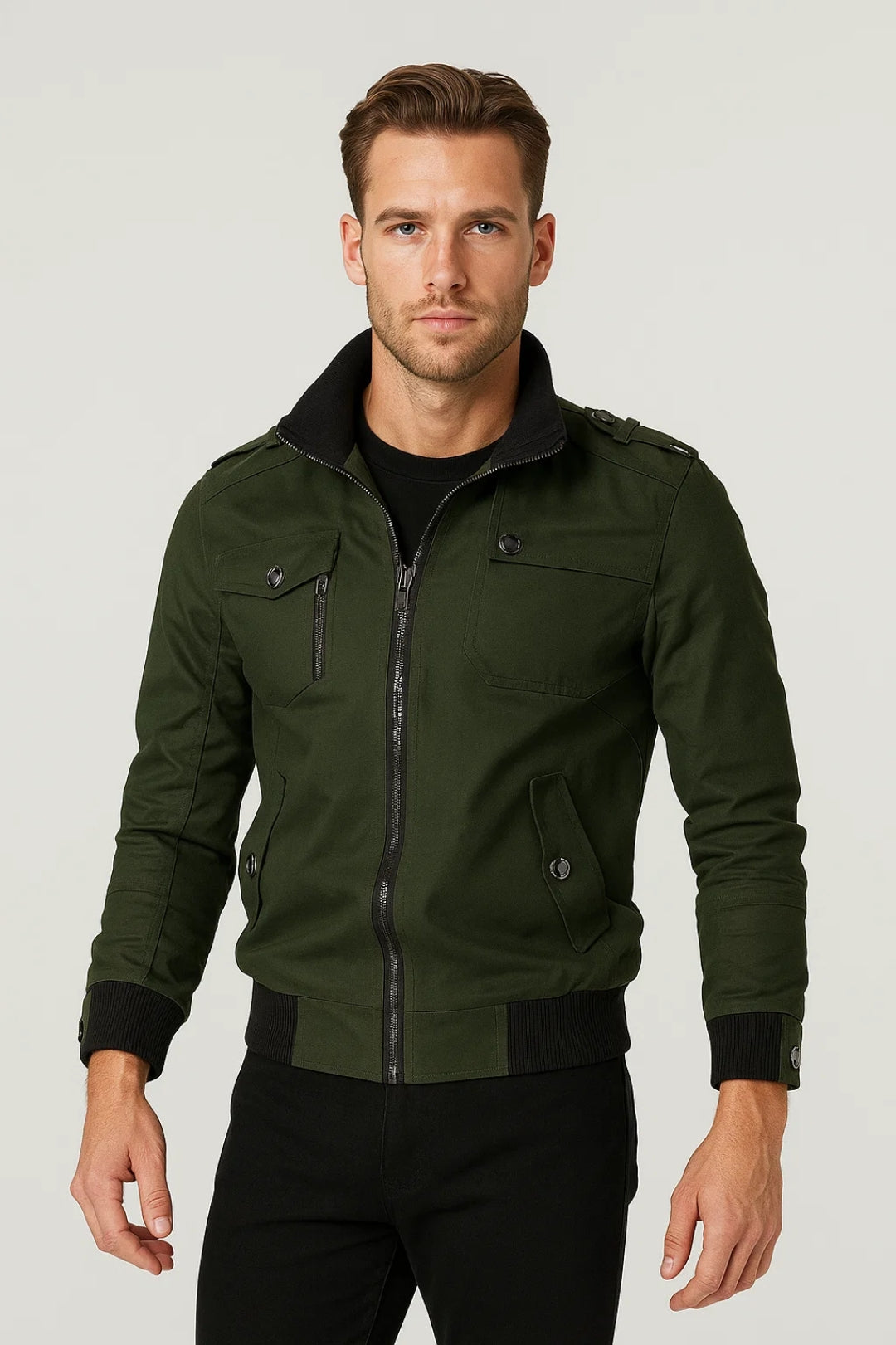 Men’s Casual Jacket with Chest Pockets and Zip – Relaxed Fit Lightweight Outerwear for Everyday Wear