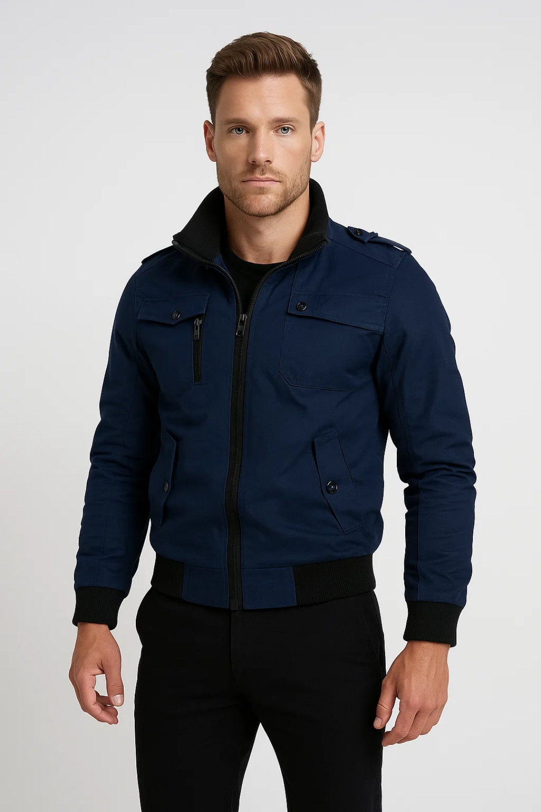 Men’s Casual Jacket with Chest Pockets and Zip – Relaxed Fit Lightweight Outerwear for Everyday Wear