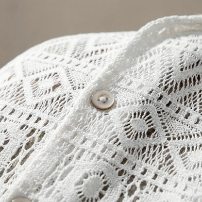 Herre shirt | Hæklet shirt med åbent mønster og korte ærmer